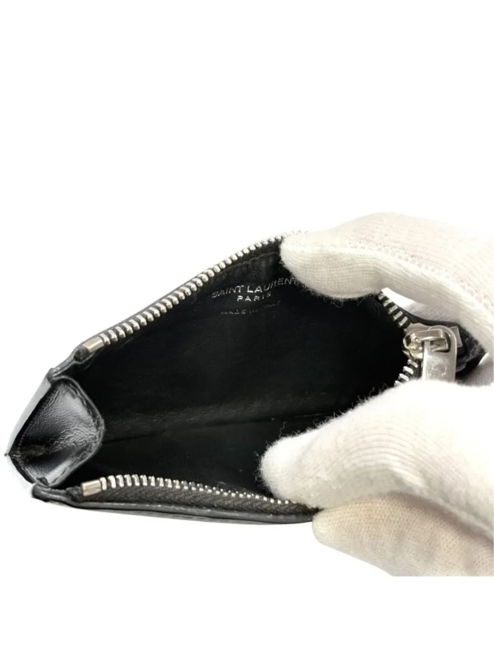 Saint Laurent Paris Fragment Case Cassandra Coin Purse Card Leather Black YSL